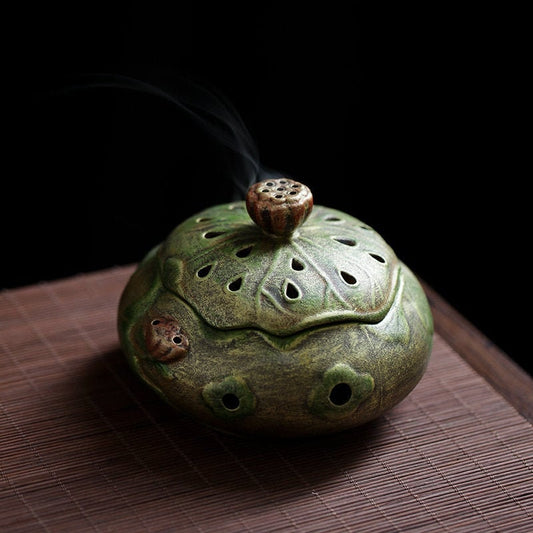 Gohobi handmade Lotus Ceramic Incense bowl Incense holder Gongfu tea Japanese Chado incense burner