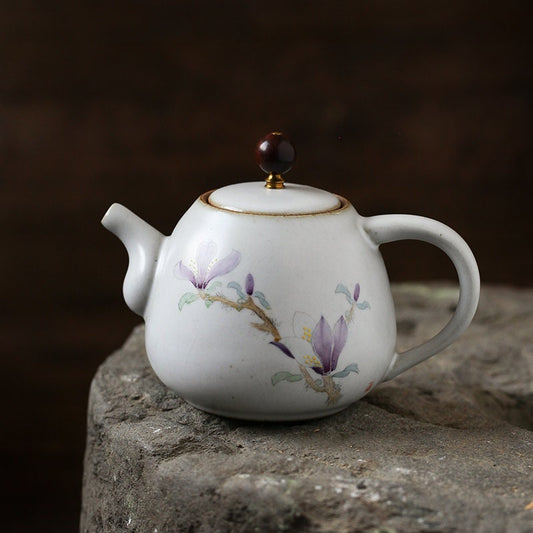 Gohobi Hand-painted Magnolia Teapot Ceramic Chinese Gongfu tea Kung fu tea Japanese Chado