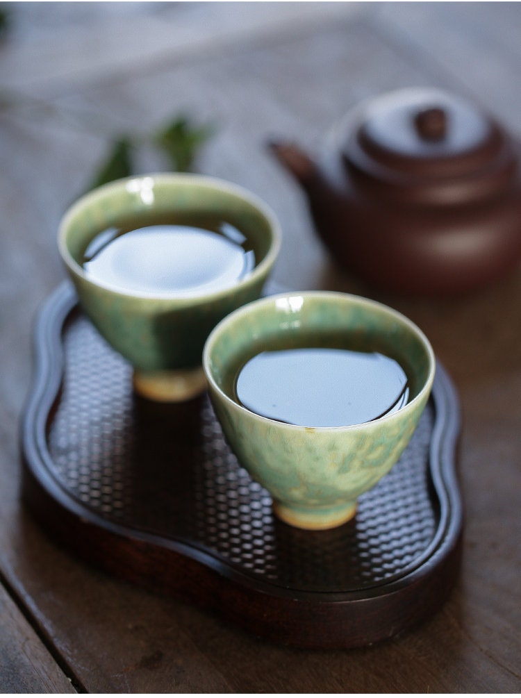Gohobi Handmade ceramic tea cup Chinese Gongfu tea Kung fu tea Japanese Chado crystal gemstone colour