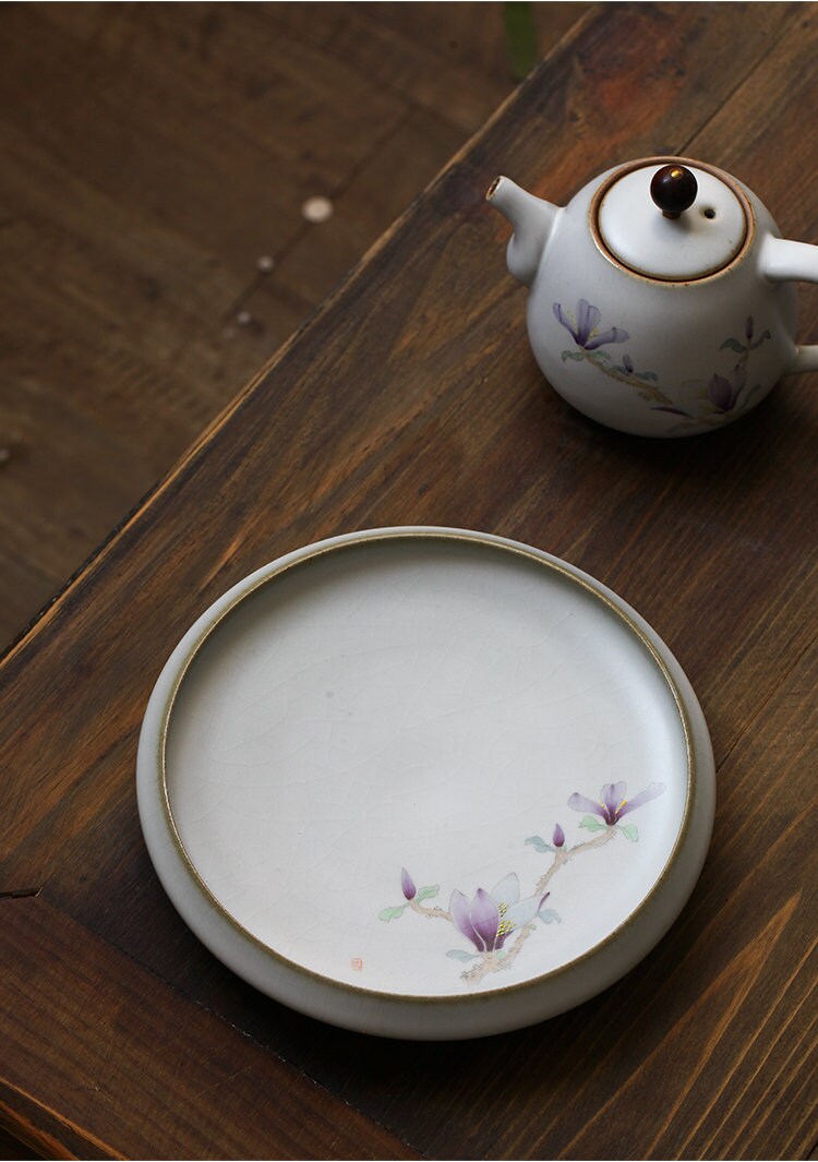 Gohobi Ceramic Magnolia Tea Trays Serving Trays Gongfu tea trays Japanese Chado Floral collection