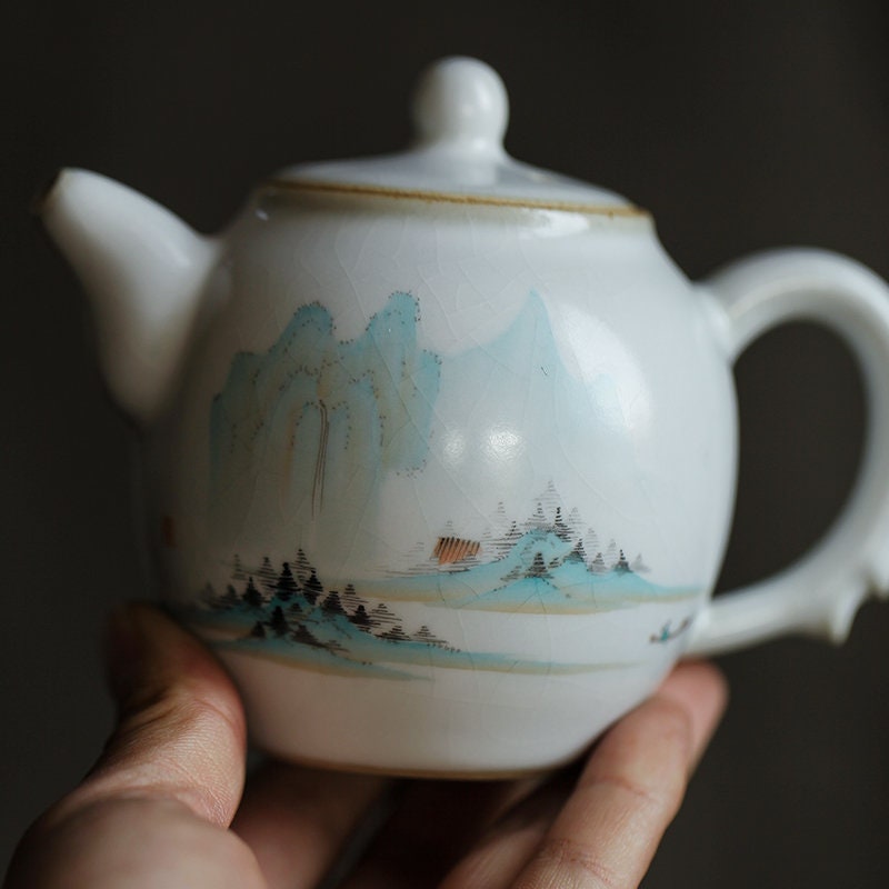 Gohobi Hand painted Mountain Teapot Ceramic Chinese Gongfu tea Kung fu tea Japanese Chado tea cups