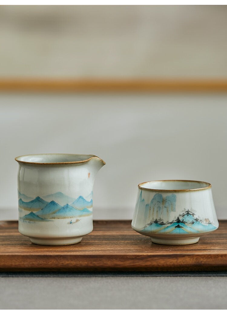 Gohobi Hand painted Mountain Fair cup Ceramic Chinese Gongfu tea Kung fu tea Japanese Chado Tea pitchers