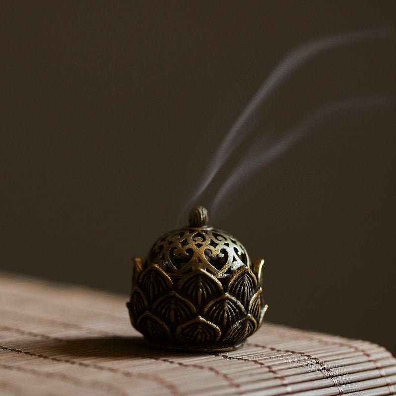 Gohobi Mini Brass Incense bowl Incense holder (D 3cm)  incense tool gift
