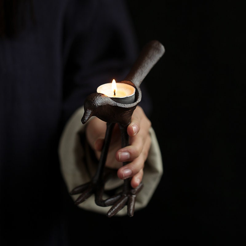 Cast Iron Standing Bird Candle Holder - Thumbnail 4