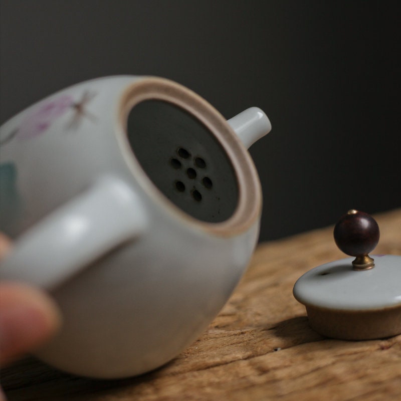 Gohobi Hand painted Lotus Teapot Ceramic Chinese Gongfu tea Kung fu tea Japanese Chado