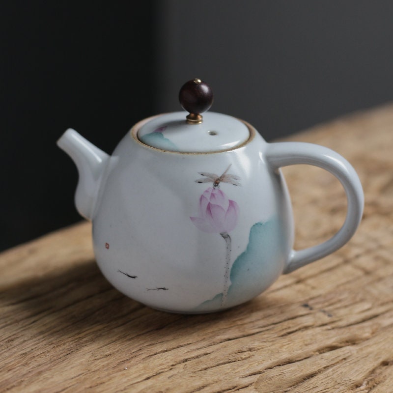 Gohobi Hand painted Lotus Teapot Ceramic Chinese Gongfu tea Kung fu tea Japanese Chado
