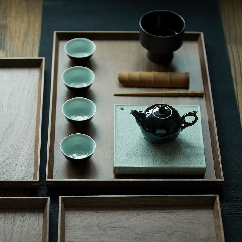 Gohobi Wooden Tea Trays Serving Trays Gongfu tea trays (4 versions) Japanese Chado Black walnut