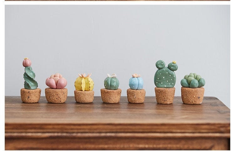 Gohobi Handmade cactus ceramic ornaments Japanese  ornaments wedding birthday plant lover gift