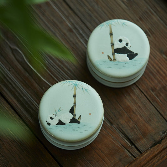 Gohobi Hand-painted Panda Ceramic Jewelry box Chinese Gongfu tea Kung fu tea Japanese Chado