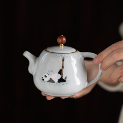 Gohobi Hand-painted Panda Teapot Ceramic Chinese Gongfu tea Kung fu tea Japanese Chado