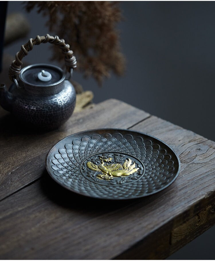 Gohobi Copper Tea Trays Serving Trays Four Great Beasts Vintage style Gongfu tea trays (4 versions) Japanese Chado