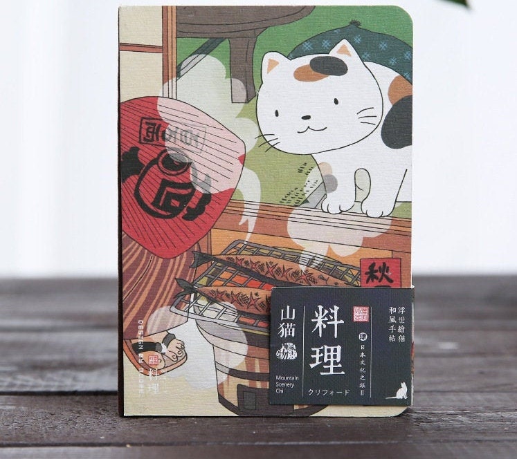 Gohobi Japanese Cat Notebook, Monthly Planner, Study Notebook, Pocket Diary