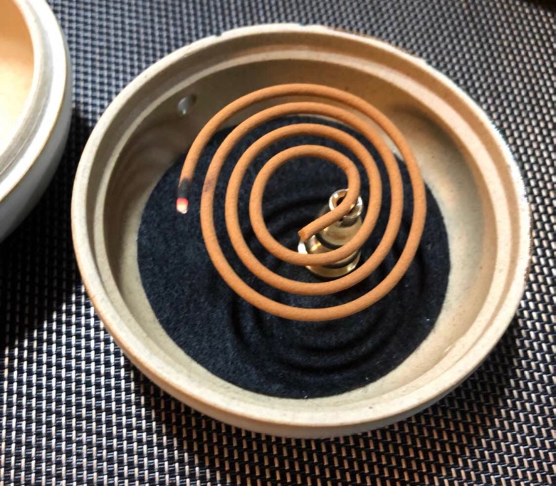Gohobi Hand painted Hydrangea Ceramic Incense bowl Incense holder Gongfu tea Japanese Chado