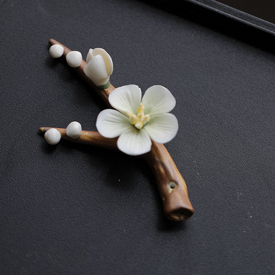 Gohobi Handmade incense holder Ceramic Plum Blossom Incense stick holder Gongfu tea Japanese Chado