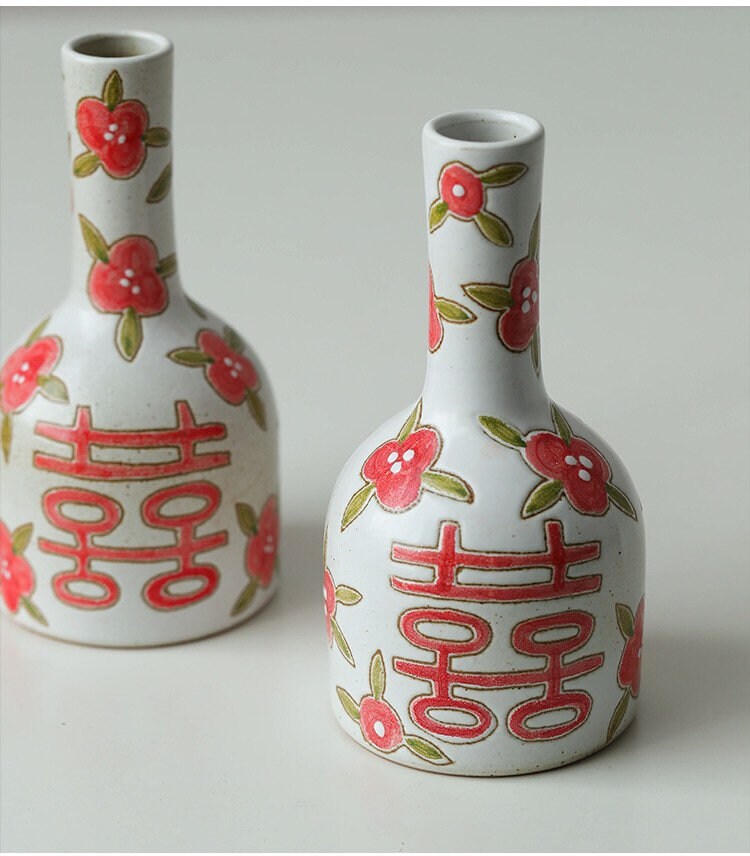 Gohobi Wedding vase, wedding gift case, handmade Vintage Style vase , Hand painted vase, Chinese wedding gift
