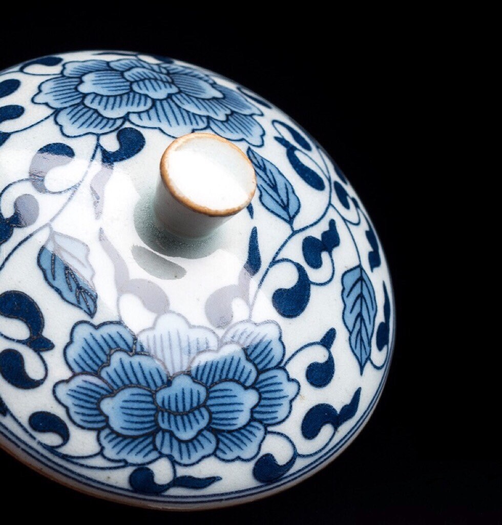 Gohobi blue and white porcelain gaiwan set Oriental tea set handmade Chinese Gongfu tea Kung fu tea Japanese Chado