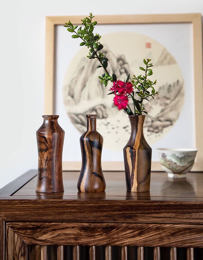 Gohobi Handmade wooden resin vases table decoration mini vase