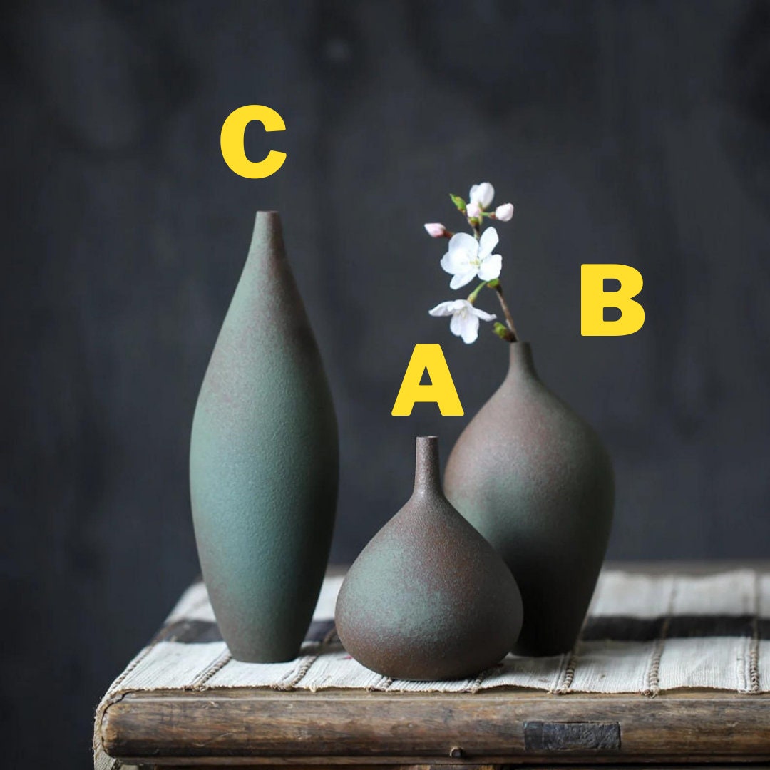 Gohobi Handmade ceramic zen vases vintage Japanese style table decoration house warming gift vase set