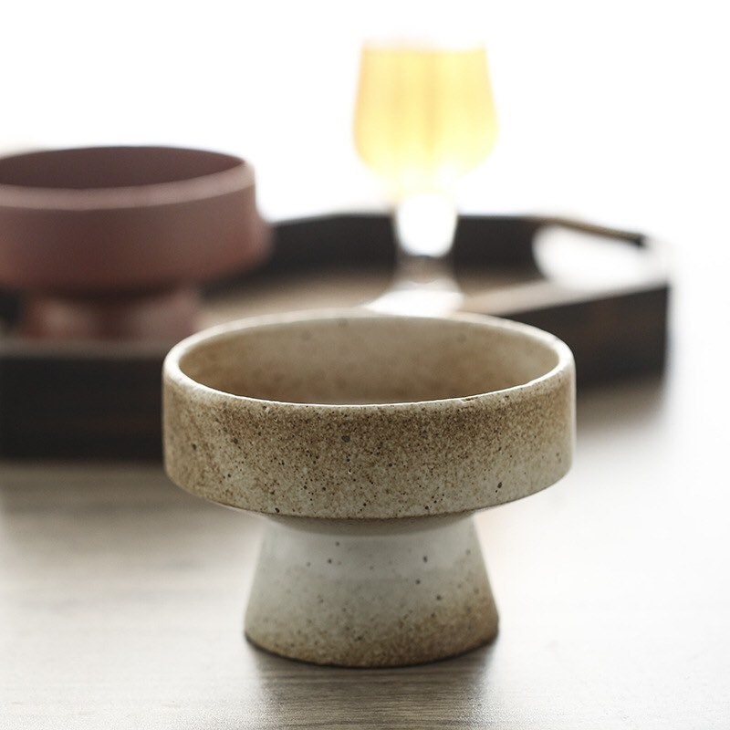 Gohobi Handmade ceramic bowl plate Japanese style tableware stoneware raised stand