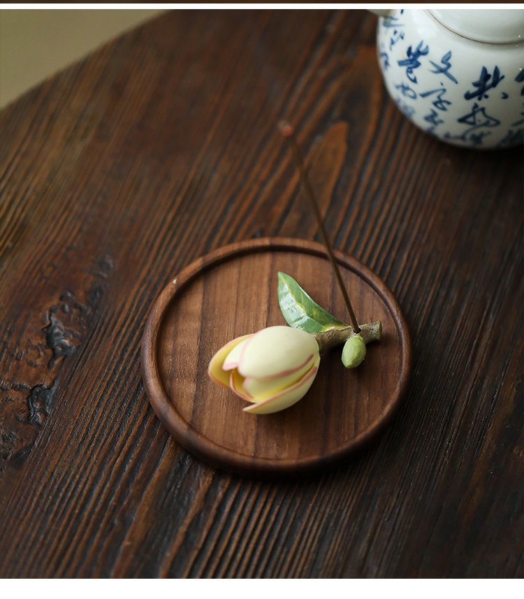 Gohobi Handmade ceramic flower ornament Incense holder stand Gongfu tea Japanese Chado