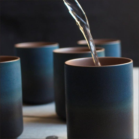 Gohobi Ceramic Japanese style blue teacup tableware stoneware coffee cup sake cup green tea cup