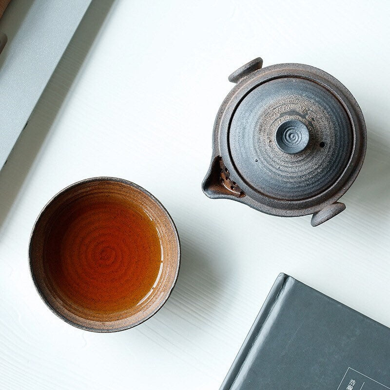 Gohobi Ceramic gaiwan travel set Chinese Gongfu tea  tea sets handmade gift set Japanese Chado