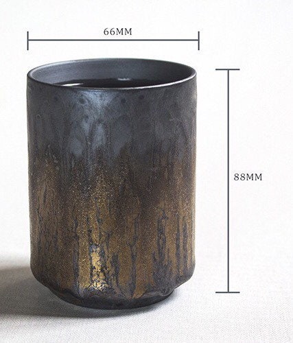 Gohobi Ceramic Japanese style black golden teacup tableware stoneware coffee cup sake cup green tea cup