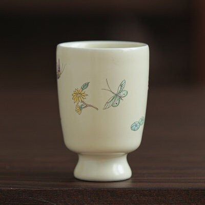 Gohobi Hand painted Butterfly Tea Cup Sake cup Ceramic Chinese Gongfu tea Kung fu tea Japanese Chado by local young designer