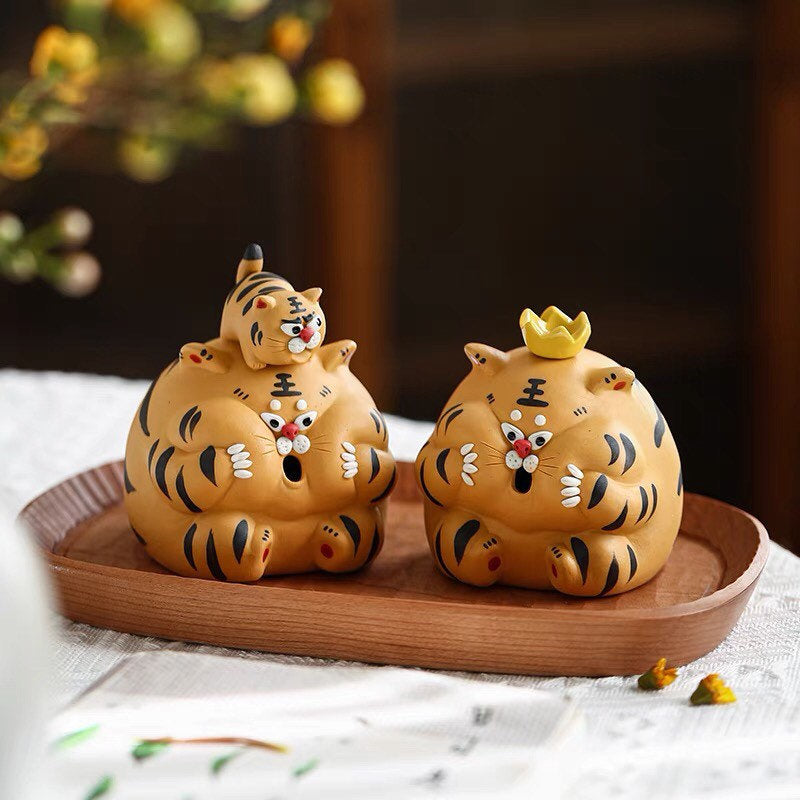 Gohobi Handmade tiger ornaments Tea pets ceramic YiXing clay  Chinese Gongfu tea Kung fu tea Japanese Chado unique ornaments