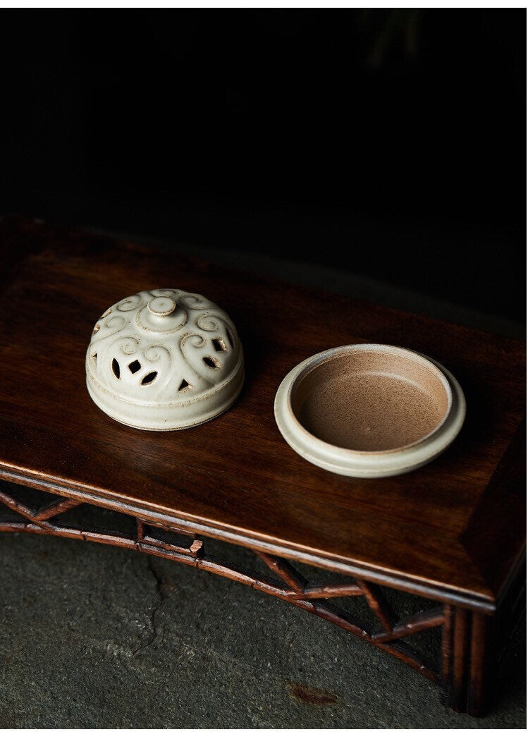 Gohobi handmade white Incense bowl Incense holder Gongfu tea Japanese Chado incense burner