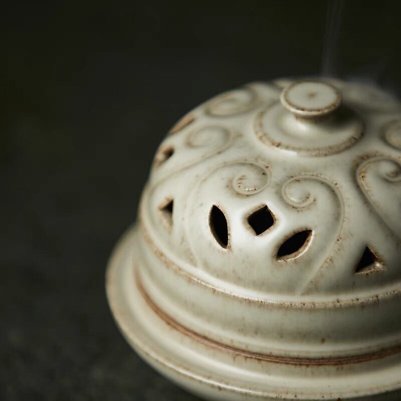Gohobi handmade white Incense bowl Incense holder Gongfu tea Japanese Chado incense burner