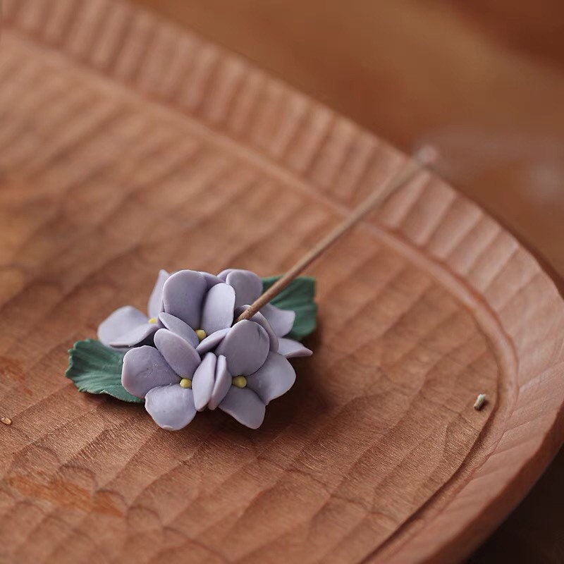 Gohobi Handmade incense holder Ceramic flower Incense stick holder Gongfu tea Japanese Chado