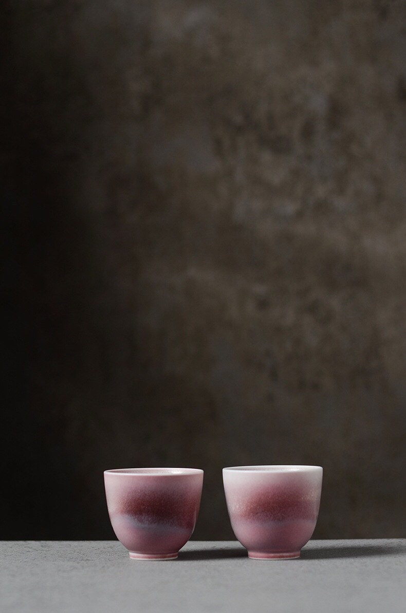 Gohobi Handmade Pink Tea cup, Hand painted, vintage, high quality, Rustic, Minimalistic Japanese Tea, Gongfu tea [Pink Glazed collection]
