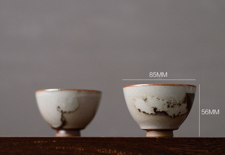 Gohobi Handmade ceramic tea cup Chinese Gongfu tea Japanese Teacup small green tea cup [Black ink collection]