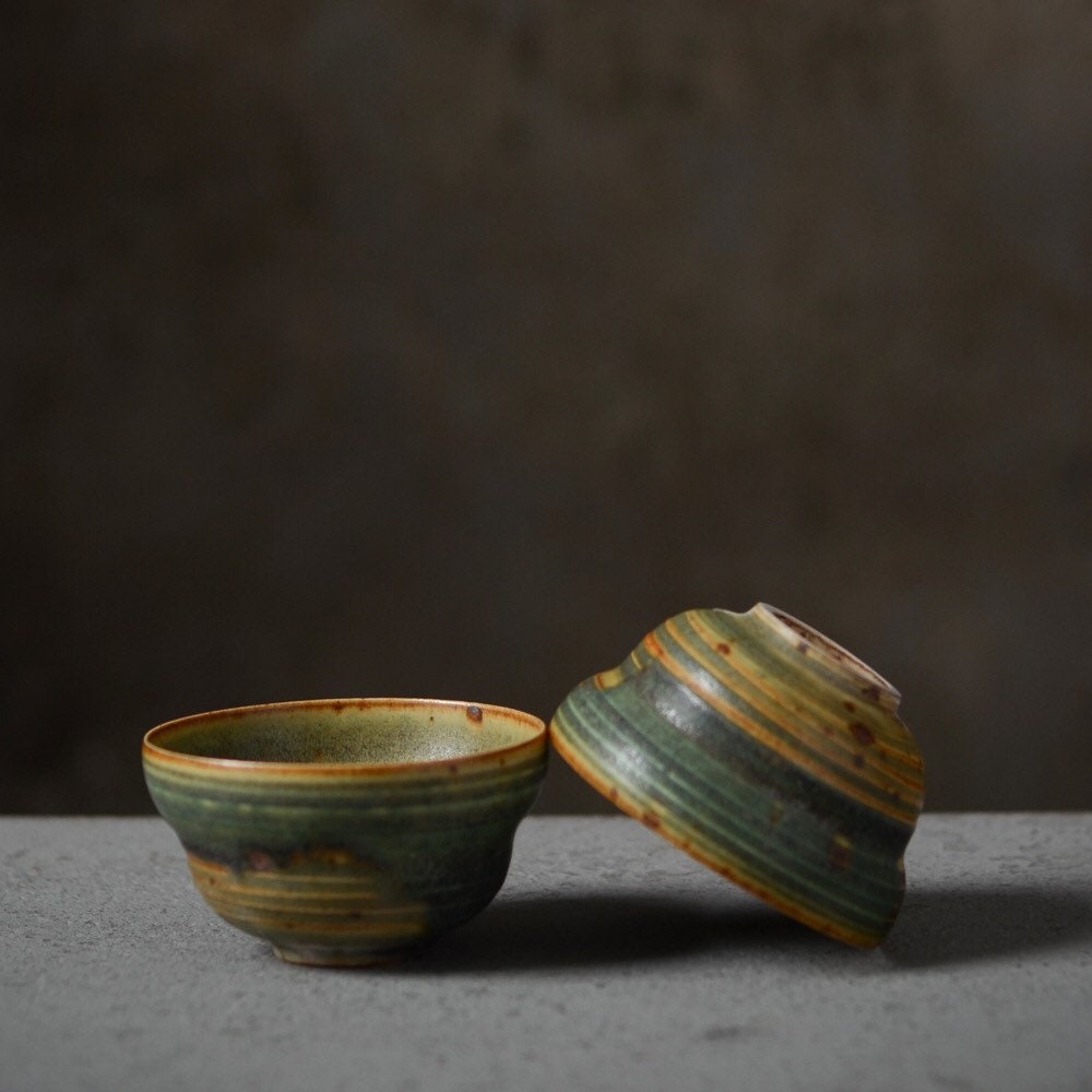 Gohobi Handmade ceramic tea cup Chinese Gongfu tea Kung fu tea Japanese Teacup small green tea cup [Green banana collection]