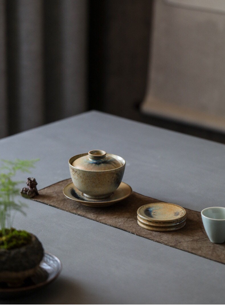 Gohobi Handmade ceramic gaiwan Chinese Gongfu tea Kung fu tea Japanese Teacup small green tea cup [Chai Kiln collection]