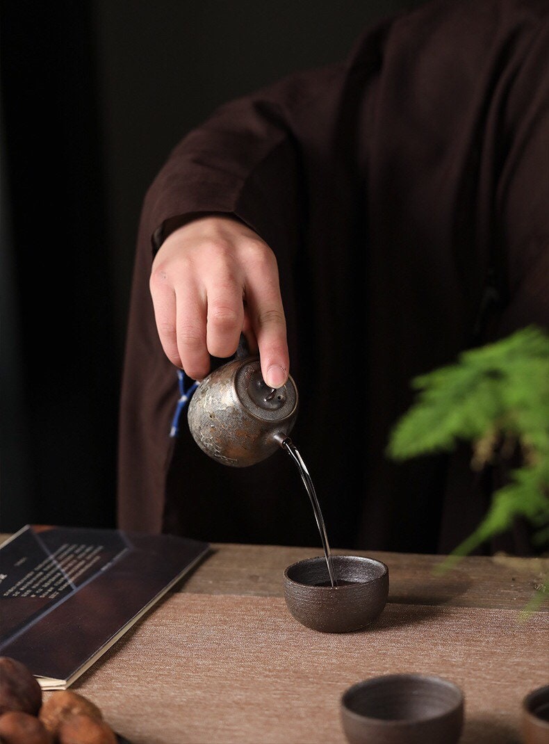 Gohobi  Handmade ceramic tea cup Chinese Gongfu tea Kung fu tea Japanese Teacup small green tea cup   [Old rock mud collection]