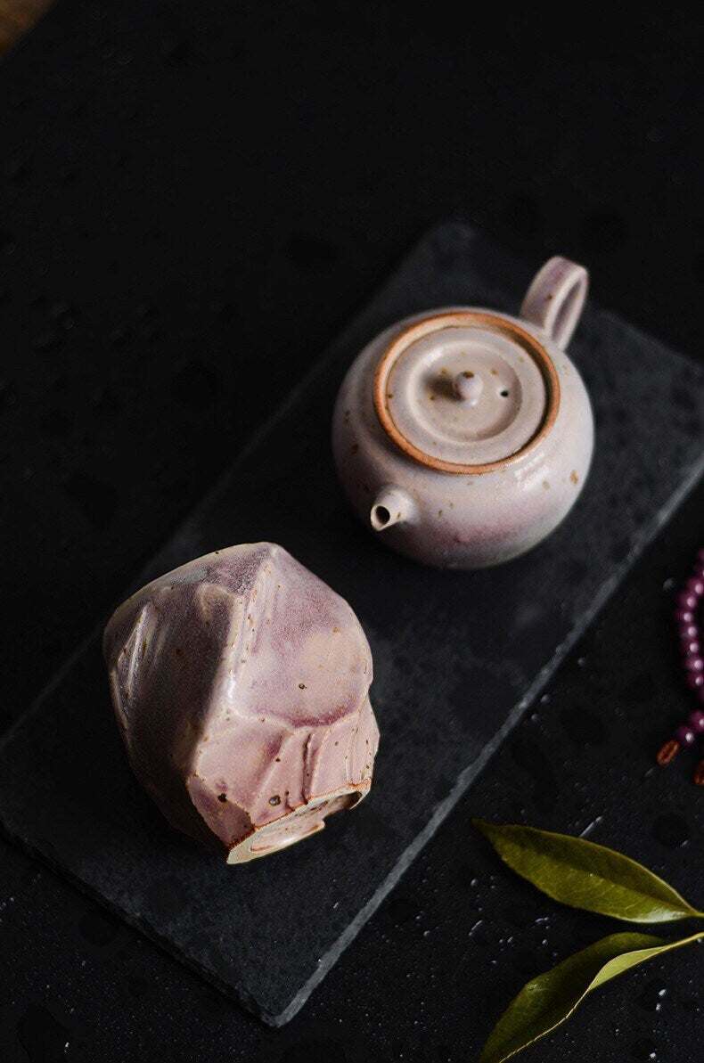Gohobi Handmade Purple Teapot, Hand painted, vintage, high quality, Rustic, Minimalistic Japanese Tea, Gongfu tea [Purple Glazed collection]