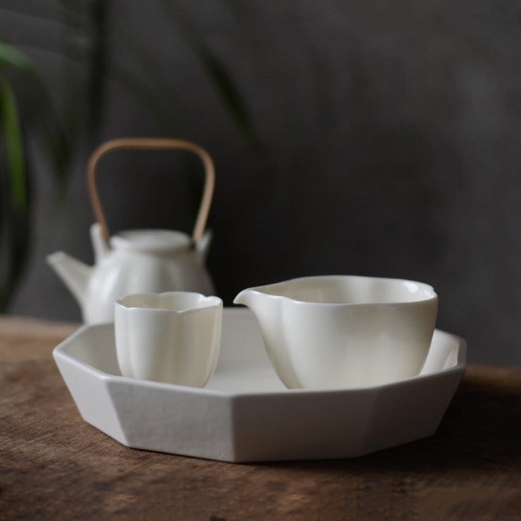 Gohobi Handmade ceramic tea pitcher fair cup Chinese Gongfu tea Japanese Teacup small green tea cup [White gloss collection]