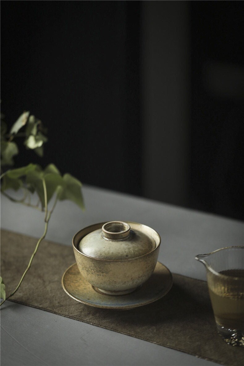 Gohobi Handmade ceramic gaiwan Chinese Gongfu tea Kung fu tea Japanese Teacup small green tea cup [Chai Kiln collection]
