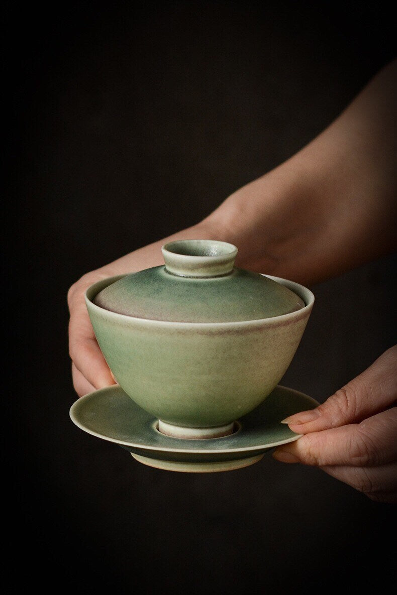 Gohobi Handmade Green tea pitcher/ Fair cup, vintage, high quality, Rustic, Minimalistic Japanese Tea, Gongfu tea [Green Glazed collection]
