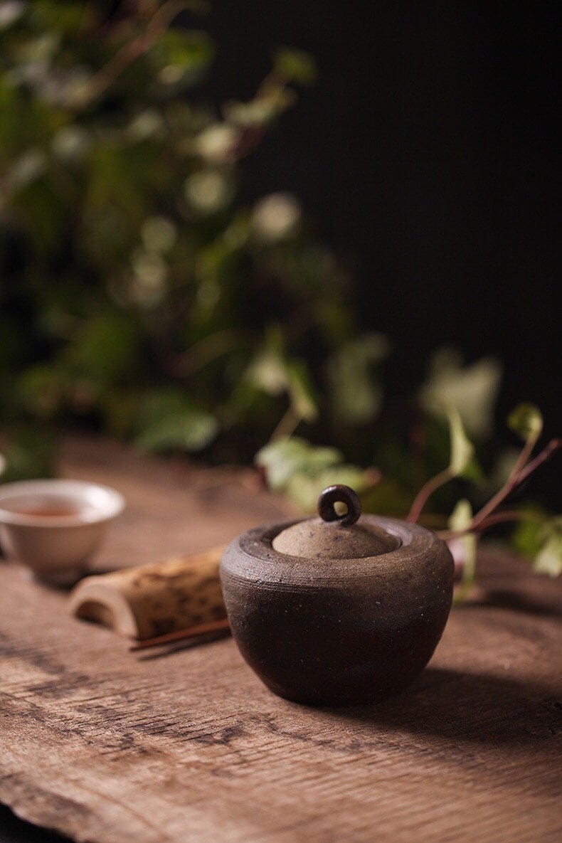 Gohobi Ceramic Tea Storage Jars Chinese Gongfu tea Japanese Chado Korean teaware [Old rock mud collection] 