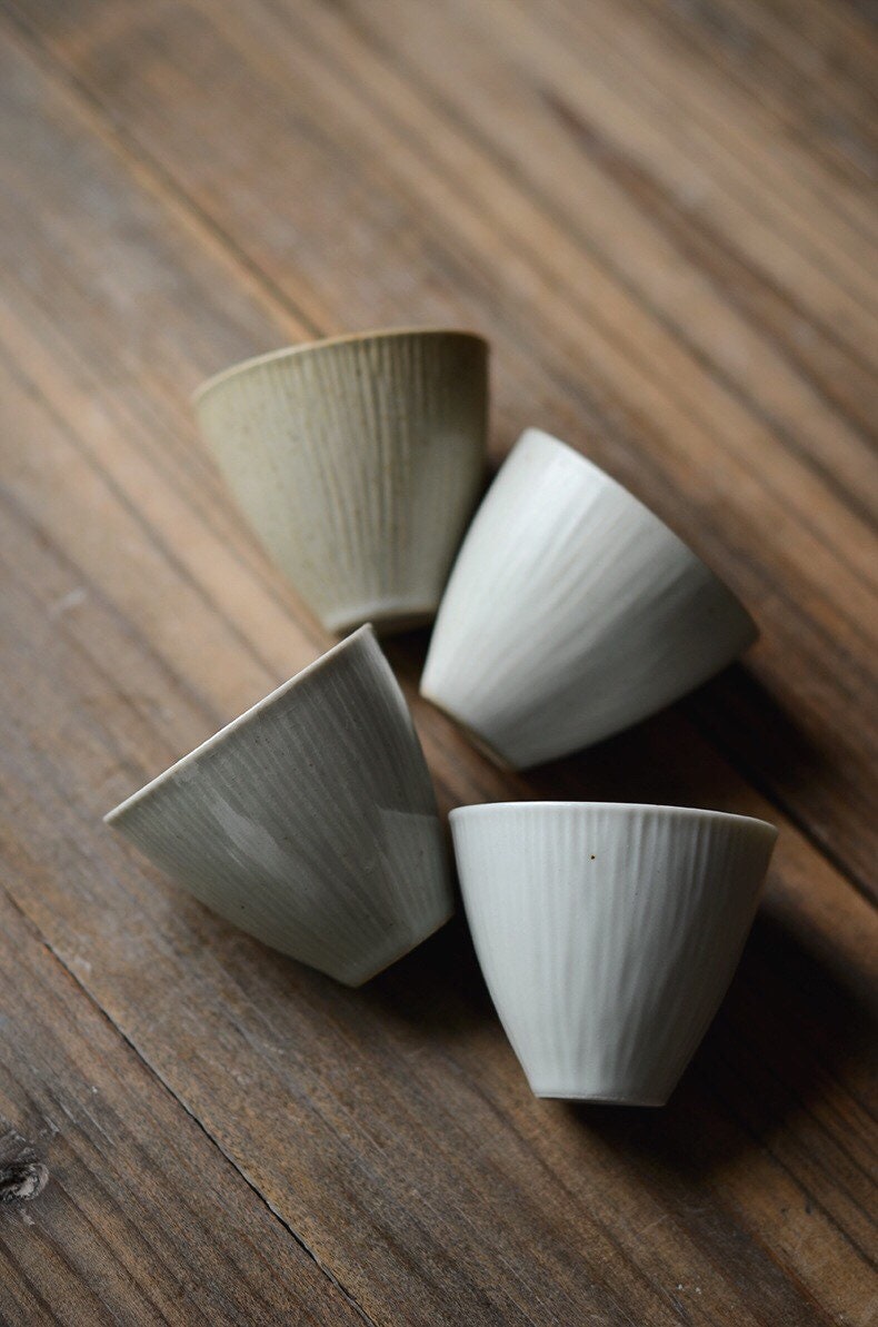 Gohobi Handmade ceramic tea cup Chinese Gongfu tea Japanese Teacup small green tea pitcher  [White Matt collection]