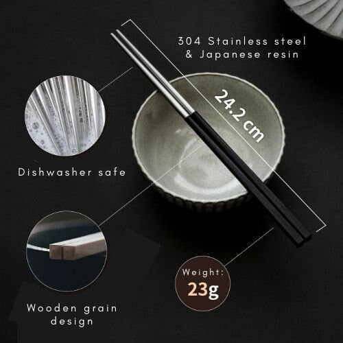 Happy & Health High quality Japanese style stainless steel chopsticks dishwasher safe Asian food Korean gift ideas utensils [Made in Taiwan]