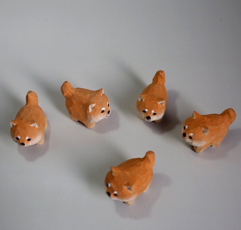 Gohobi Hand crafted wooden Shiba Inu dog ornaments unique gift for him for her