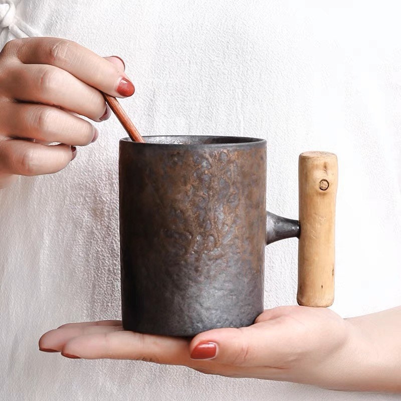 Gohobi handmade ceramic metallic glaze coffee mug tea cup mug Japanese vintage style stoneware