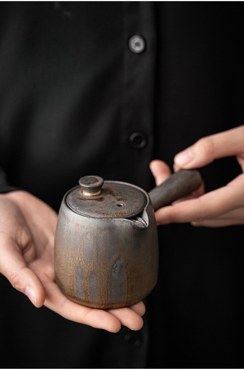 Gohobi Handmade goldlen black ceramic teapot Chinese Gongfu tea Japanese Teacup small teapot Korean Asian