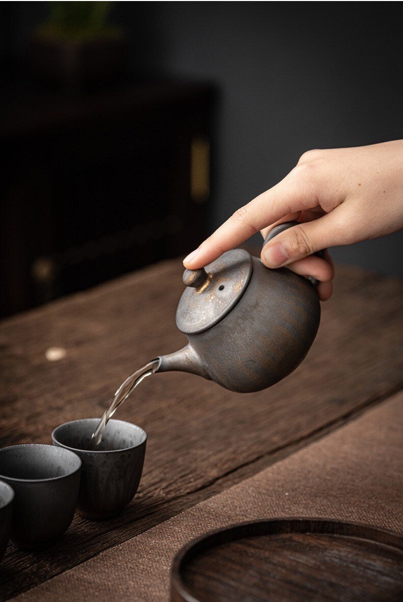 Gohobi Handmade goldlen black ceramic teapot Chinese Gongfu tea Japanese Teacup small teapot Korean