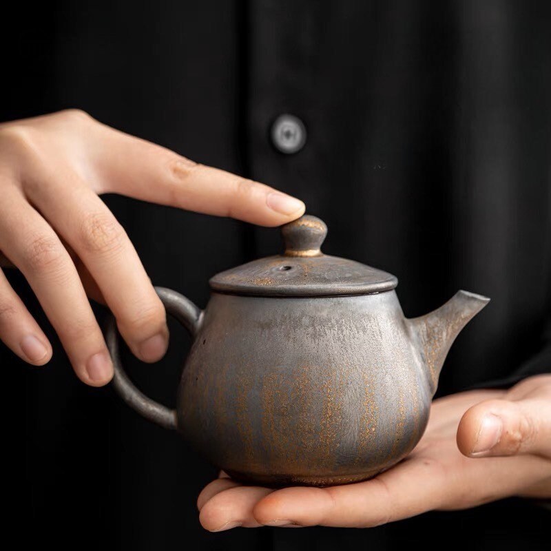 Gohobi Handmade goldlen black ceramic teapot Chinese Gongfu tea Japanese Teacup small teapot Korean