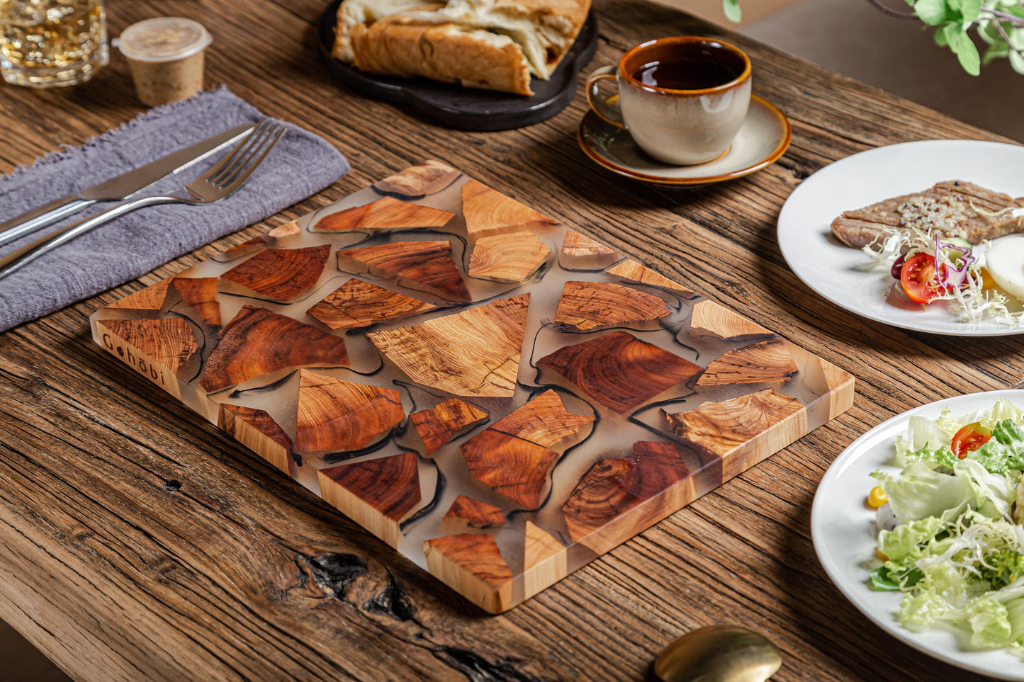 Gohobi Handmade Wooden Resin placemats Rectangle 29 x 21.5cm luxury ep